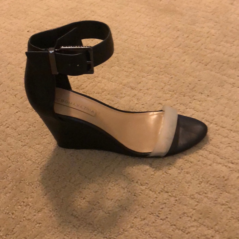 BCBG black wedges